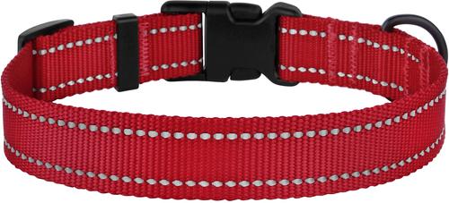 Show full view: CollarDirect Adjustable Reflective Nylon Dog Collar, Red, Large slide 2 of 8