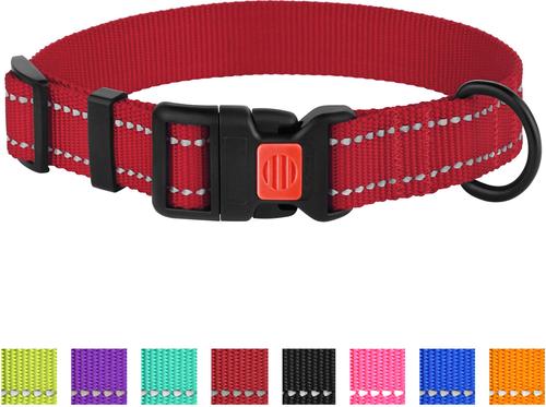 Show full view: CollarDirect Adjustable Reflective Nylon Dog Collar, Red, X-Small slide 8 of 9