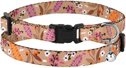 CollarDirect Floral Design Pattern Nylon Cat Collar, Beige