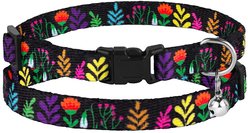 CollarDirect Floral Design Pattern Nylon Cat Collar, Black
