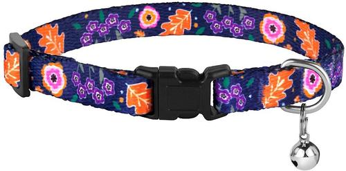 Show full view: CollarDirect Floral Design Pattern Nylon Cat Collar, Navy Blue slide 2 of 3