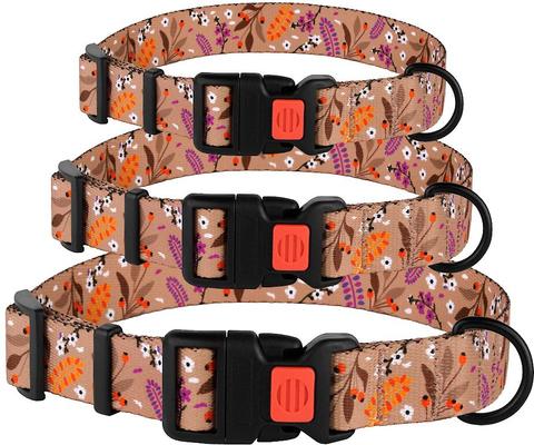 Show full view: CollarDirect Floral Design Pattern Nylon Dog Collar, Beige, X-Large slide 5 of 7