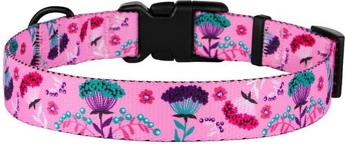 Show full view: CollarDirect Floral Design Pattern Nylon Dog Collar, Pink, Medium slide 3 of 6