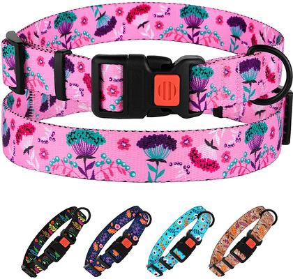 Show full view: CollarDirect Floral Design Pattern Nylon Dog Collar, Pink, Small slide 6 of 7