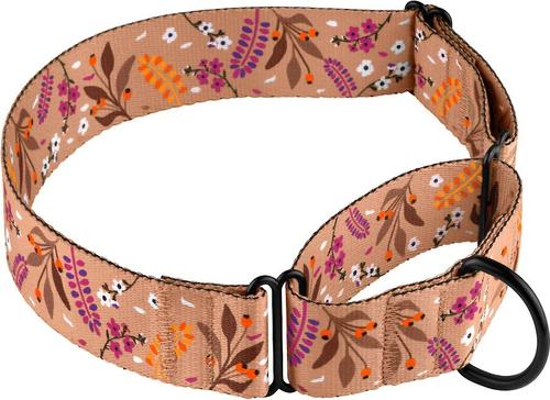 Show full view: CollarDirect Floral Design Pattern Nylon Martingale Dog Collar, Beige, Large slide 2 of 4