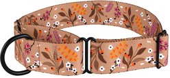 CollarDirect Floral Design Pattern Nylon Martingale Dog Collar, Beige, Medium