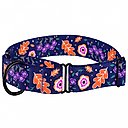 CollarDirect Floral Design Pattern Nylon Martingale Dog Collar, Navy Blue, Large