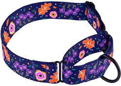 CollarDirect Floral Design Pattern Nylon Martingale Dog Collar, Navy Blue, Medium slide 2 of 3