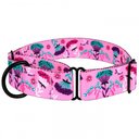 CollarDirect Floral Design Pattern Nylon Martingale Dog Collar, Pink, Medium