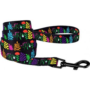 CollarDirect Floral Pattern Nylon Dog Leash, Black, Large