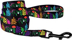 CollarDirect Floral Pattern Nylon Dog Leash, Black, Medium