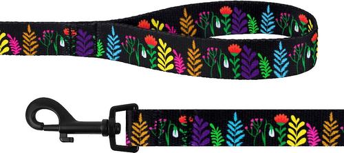 Show full view: CollarDirect Floral Pattern Nylon Dog Leash, Black, Medium slide 3 of 4