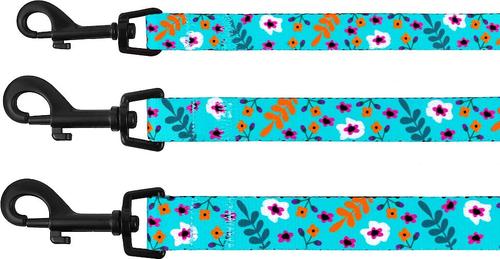 Show full view: CollarDirect Floral Pattern Nylon Dog Leash, Mint Green, Medium slide 4 of 4