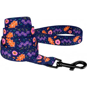 CollarDirect Floral Pattern Nylon Dog Leash, Navy Blue, Large