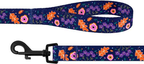 Show full view: CollarDirect Floral Pattern Nylon Dog Leash, Navy Blue, Medium slide 3 of 4