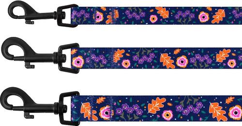 Show full view: CollarDirect Floral Pattern Nylon Dog Leash, Navy Blue, Medium slide 4 of 4
