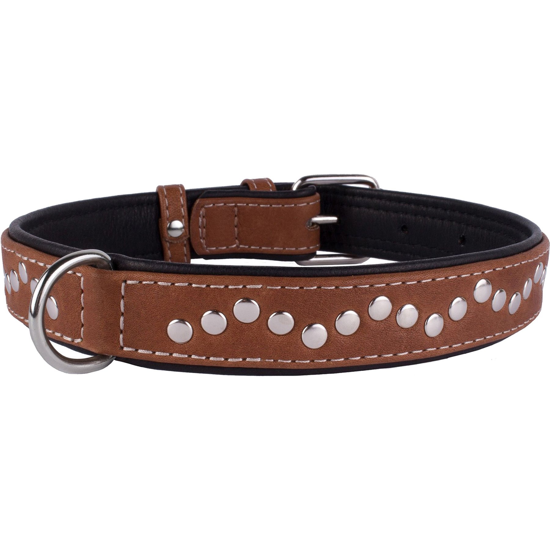 CollarDirect Handmade Studded Leather Dog Collar, Brown, X-Small