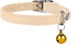 CollarDirect Leather Cat Collar with Bell, Beige, Medium: 9 to 11-in neck, 3/8-in wide slide 2 of 3