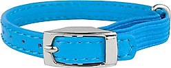 CollarDirect Leather Cat Collar with Bell, Blue, Medium: 9 to 11-in neck, 3/8-in wide