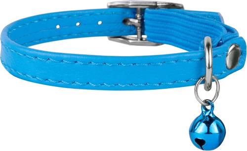Show full view: CollarDirect Leather Cat Collar with Bell, Blue, Medium: 9 to 11-in neck, 3/8-in wide slide 2 of 4