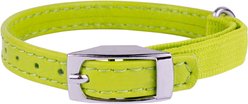 CollarDirect Leather Cat Collar with Bell, Lime Green, Medium: 9 to 11-in neck, 3/8-in wide