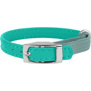 CollarDirect Leather Cat Collar with Bell, Mint Green, Medium: 9 to 11-in neck, 3/8-in wide