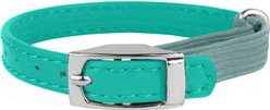 CollarDirect Leather Cat Collar with Bell, Mint Green, Small: 6 to 7-in neck, 3/8-in wide