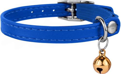Show full view: CollarDirect Leather Cat Collar with Bell, Navy Blue, Medium: 9 to 11-in neck, 3/8-in wide slide 2 of 3