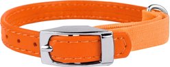 CollarDirect Leather Cat Collar with Bell, Orange, Medium: 9 to 11-in neck, 3/8-in wide
