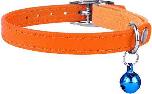 Show full view: CollarDirect Leather Cat Collar with Bell, Orange, Small: 6 to 7-in neck, 3/8-in wide slide 2 of 4