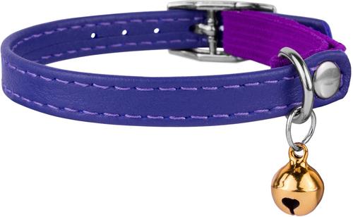 Show full view: CollarDirect Leather Cat Collar with Bell, Purple, Medium: 9 to 11-in neck, 3/8-in wide slide 2 of 4