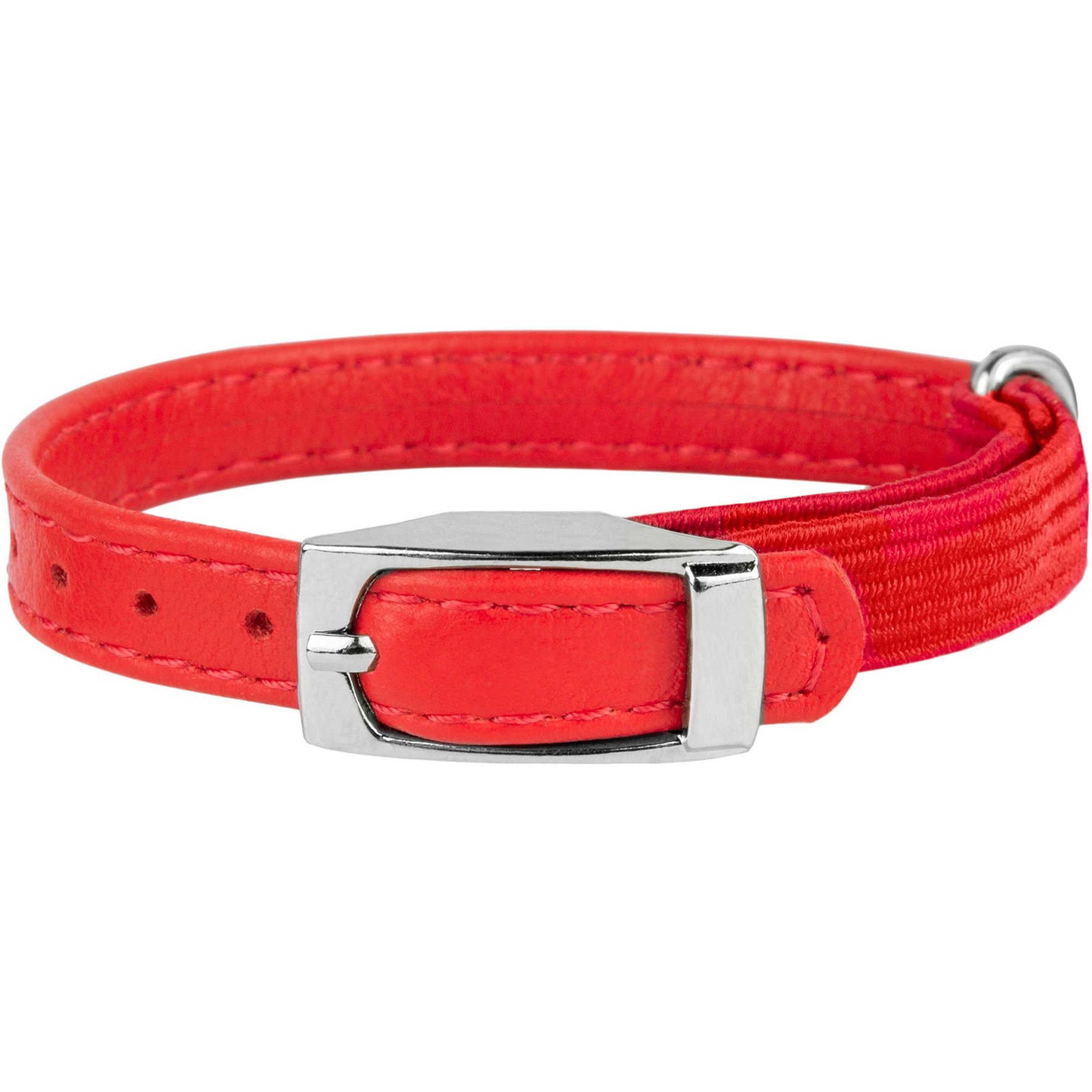 CollarDirect Leather Cat Collar with Bell, Red, Small: 6 to 7-in neck, 3/8-in wide