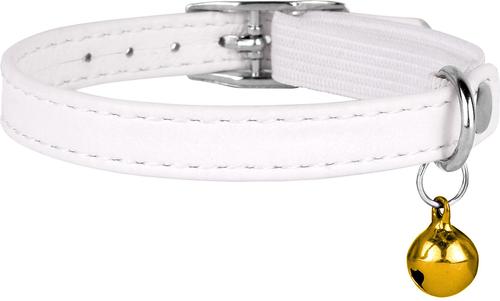 Show full view: CollarDirect Leather Cat Collar with Bell, White, Medium: 9 to 11-in neck, 3/8-in wide slide 3 of 4
