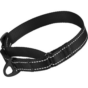 CollarDirect Reflective Martingale Nylon Dog Collar, Black, Small