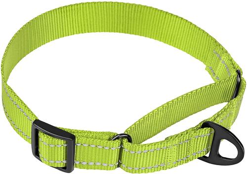 Show full view: CollarDirect Reflective Martingale Nylon Dog Collar, Lime Green, Small slide 2 of 7