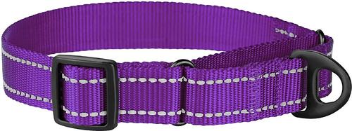 Show full view: CollarDirect Reflective Martingale Nylon Dog Collar, Purple, Large slide 4 of 7
