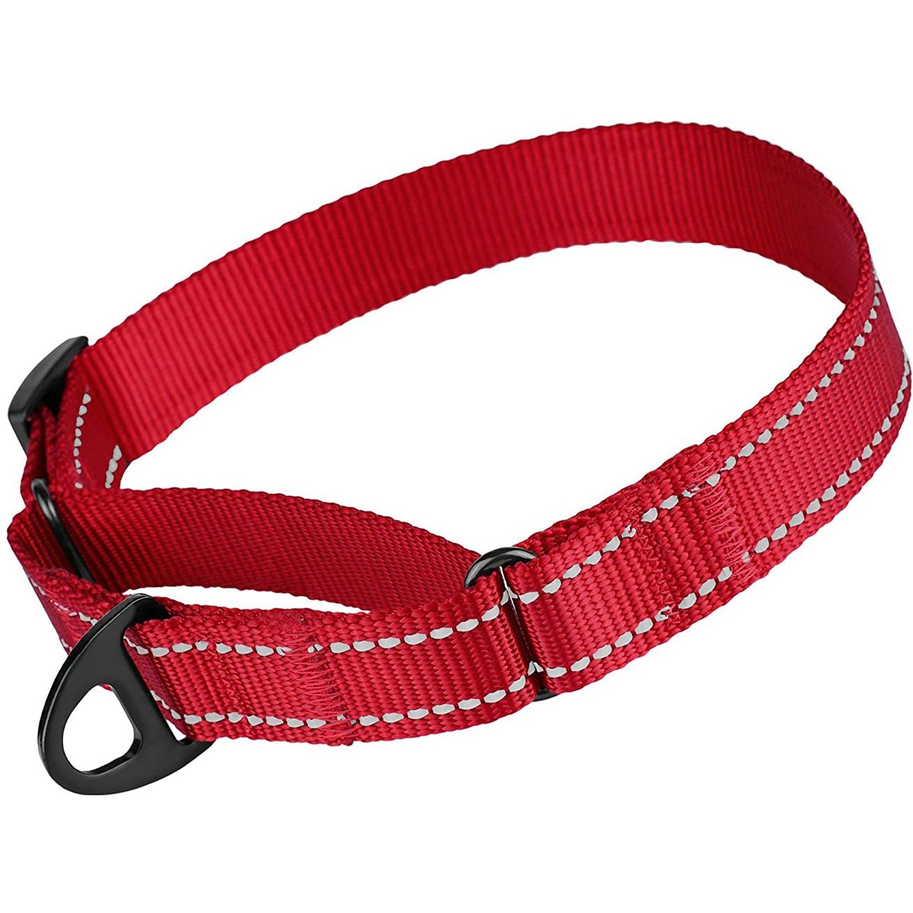 CollarDirect Reflective Martingale Nylon Dog Collar, Red, Medium