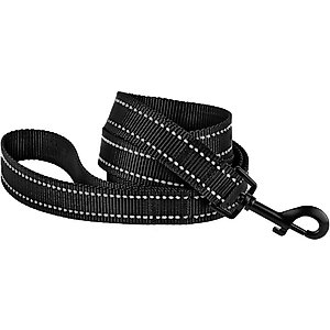 CollarDirect Reflective Nylon Dog Leash, 5-ft, Black, Medium