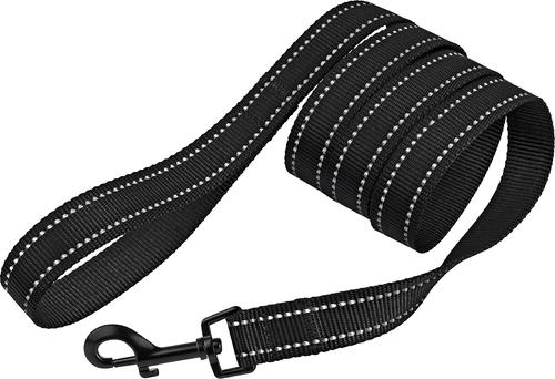 Show full view: CollarDirect Reflective Nylon Dog Leash, 5-ft, Black, Small slide 2 of 6