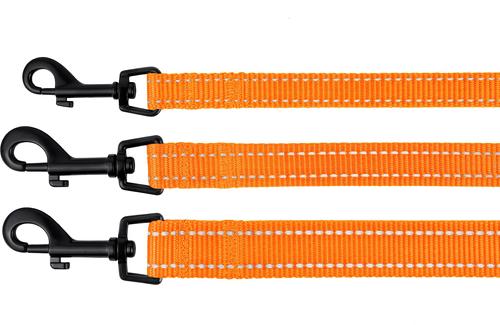 Show full view: CollarDirect Reflective Nylon Dog Leash, 5-ft, Orange, Small slide 5 of 6