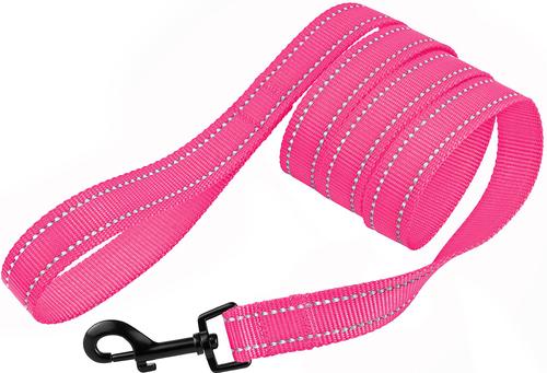 Show full view: CollarDirect Reflective Nylon Dog Leash, 5-ft, Pink, Small slide 2 of 6