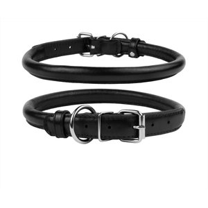 CollarDirect Rolled Leather Dog Collar, Black, Large: 14 to 16-in neck, 1/2-in wide