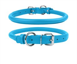 CollarDirect Rolled Leather Dog Collar, Blue, Medium: 12 to 14-in neck, 1/2-in wide