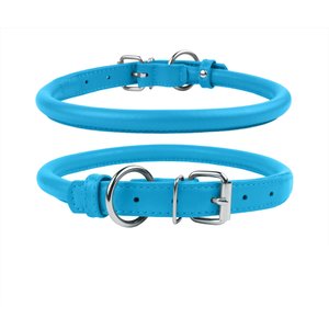 CollarDirect Rolled Leather Dog Collar, Blue, X-Large: 16 to 18-in neck, 9/16-in wide