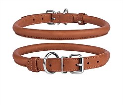 CollarDirect Rolled Leather Dog Collar, Brown, Large: 14 to 16-in neck, 1/2-in wide