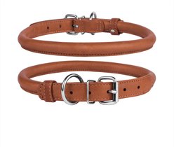 CollarDirect Rolled Leather Dog Collar, Brown, Medium: 12 to 14-in neck, 1/2-in wide