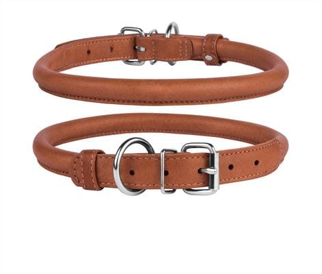 COLLARDIRECT Rolled Leather Dog Collar, Brown, Medium: 12 to  display picture 3