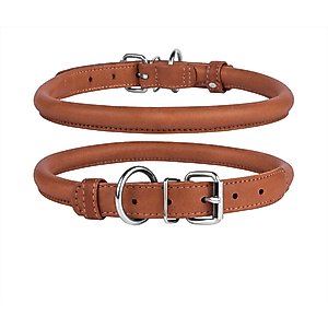 CollarDirect Rolled Leather Dog Collar, Brown, XX-Large: 19 to 21-in neck, 9/16-in wide