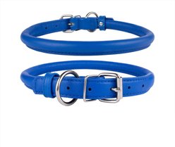 CollarDirect Rolled Leather Dog Collar, Navy Blue, Small: 9 to 11-in neck, 3/8-in wide