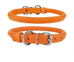 CollarDirect Rolled Leather Dog Collar, Orange, Medium: 12 to 14-in neck, 1/2-in wide